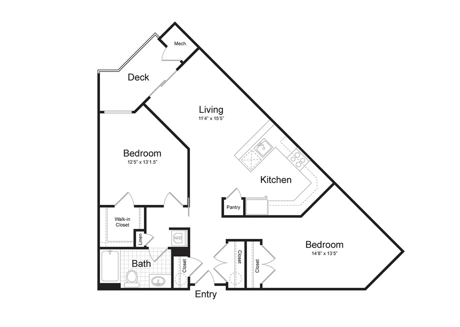 1-Bedroom 1-Bathroom | 1,051 sqft