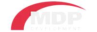 Dynamic MDP Development logo featuring a bold red arc over modern white lettering.