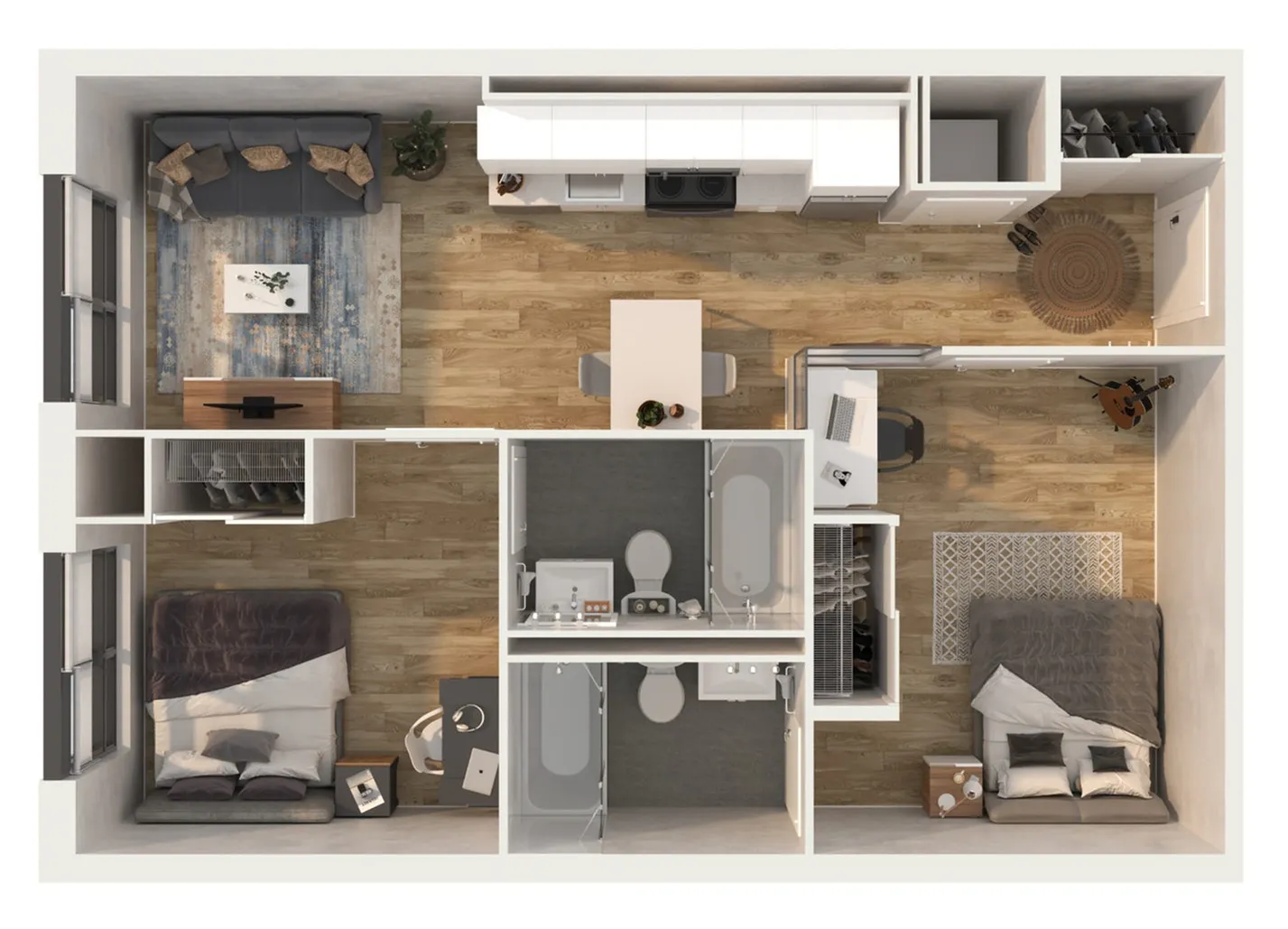 two bedrooms