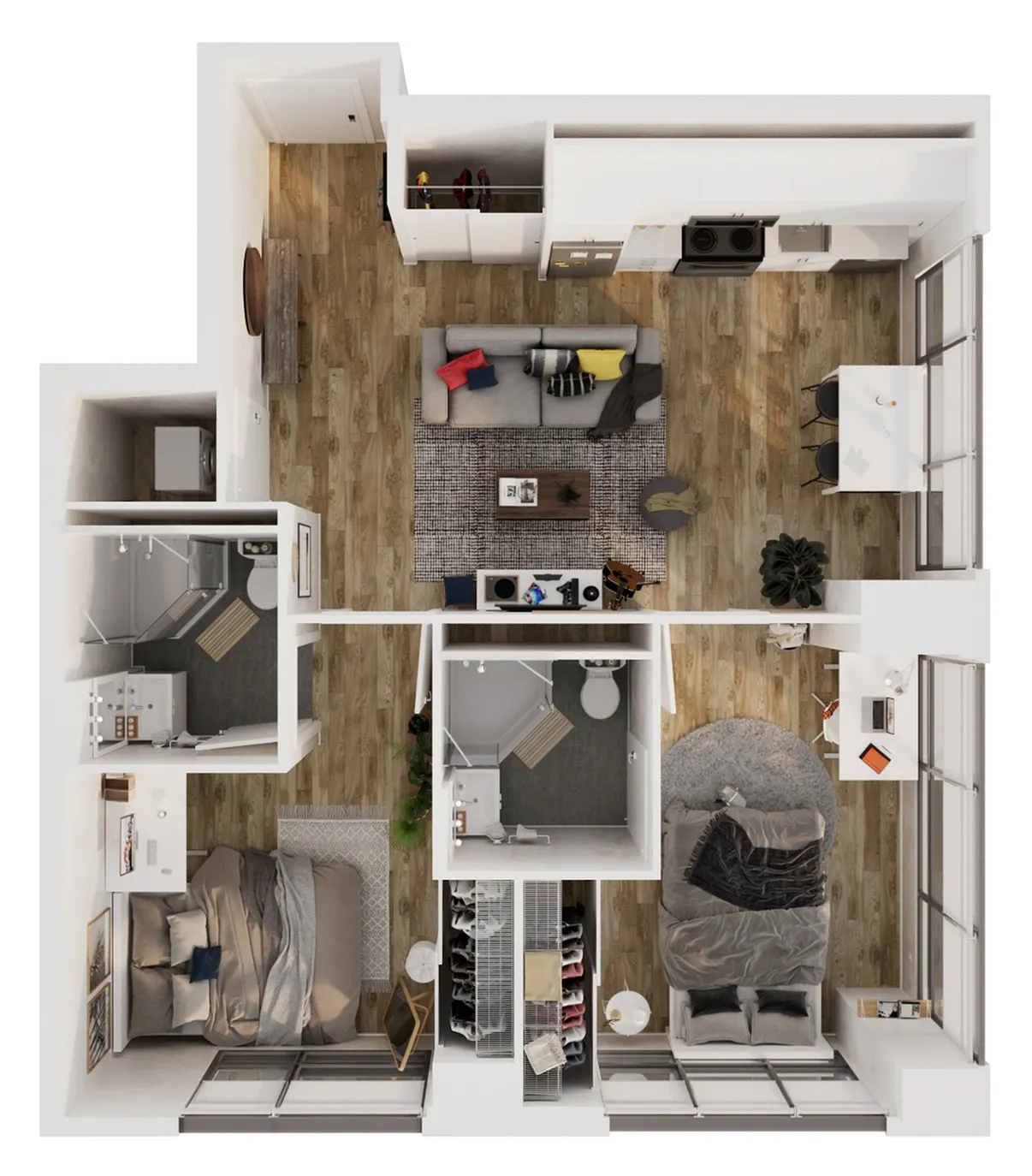 two bedrooms