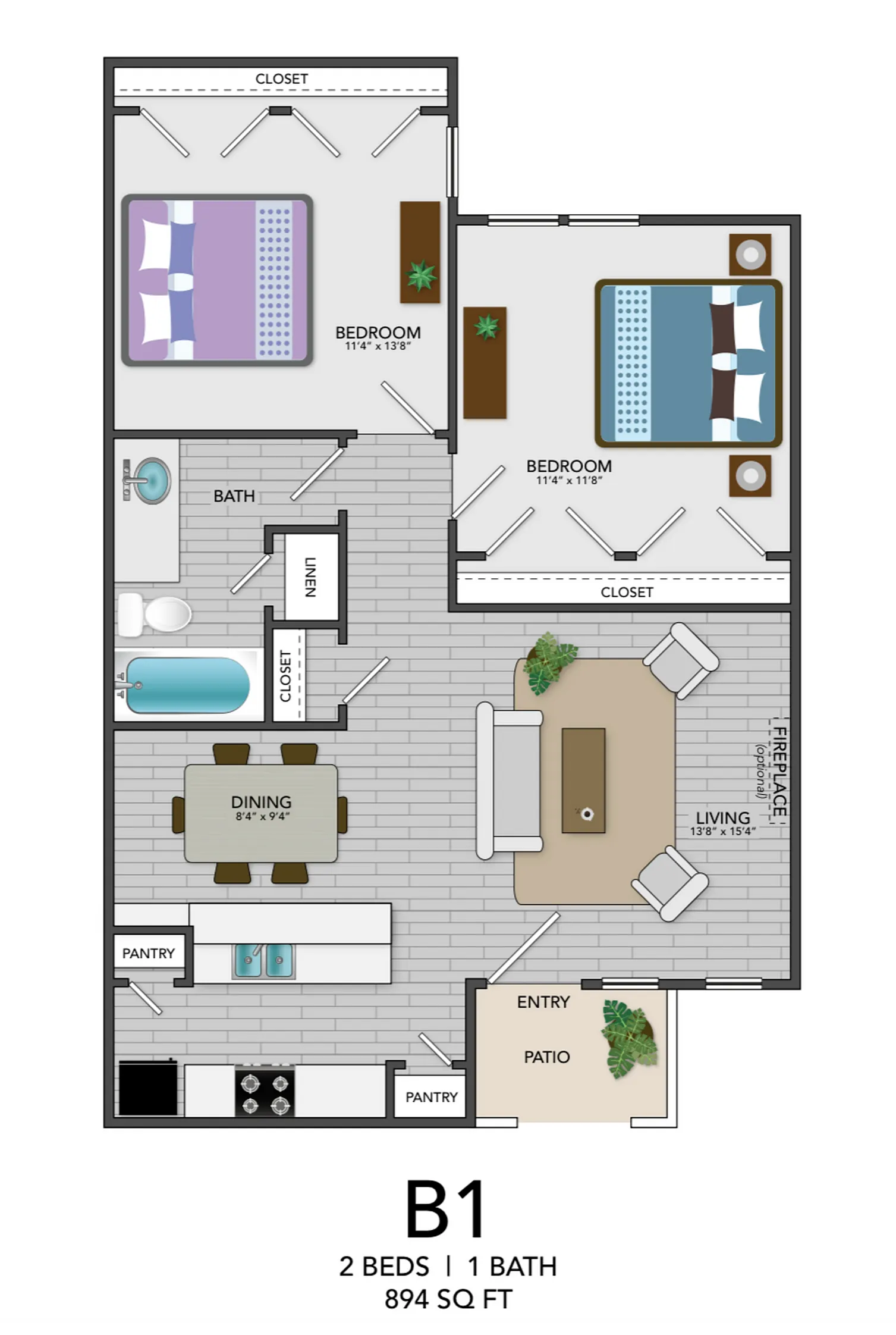 B1 - 2BD 1BA- 894SF