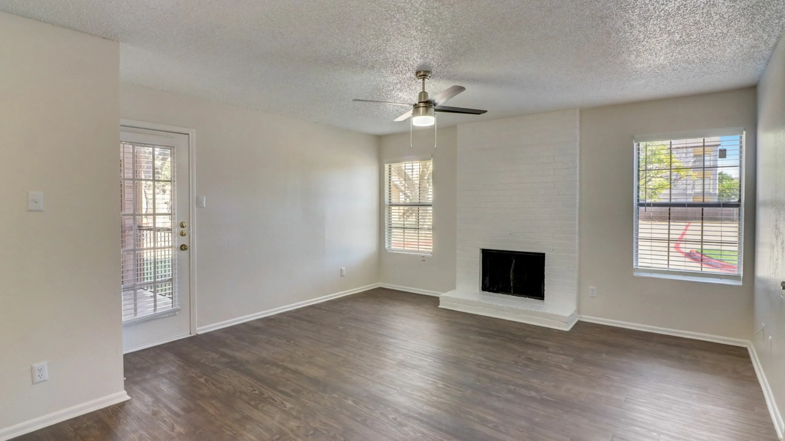 Lewisville tx apartment living room and fireplace