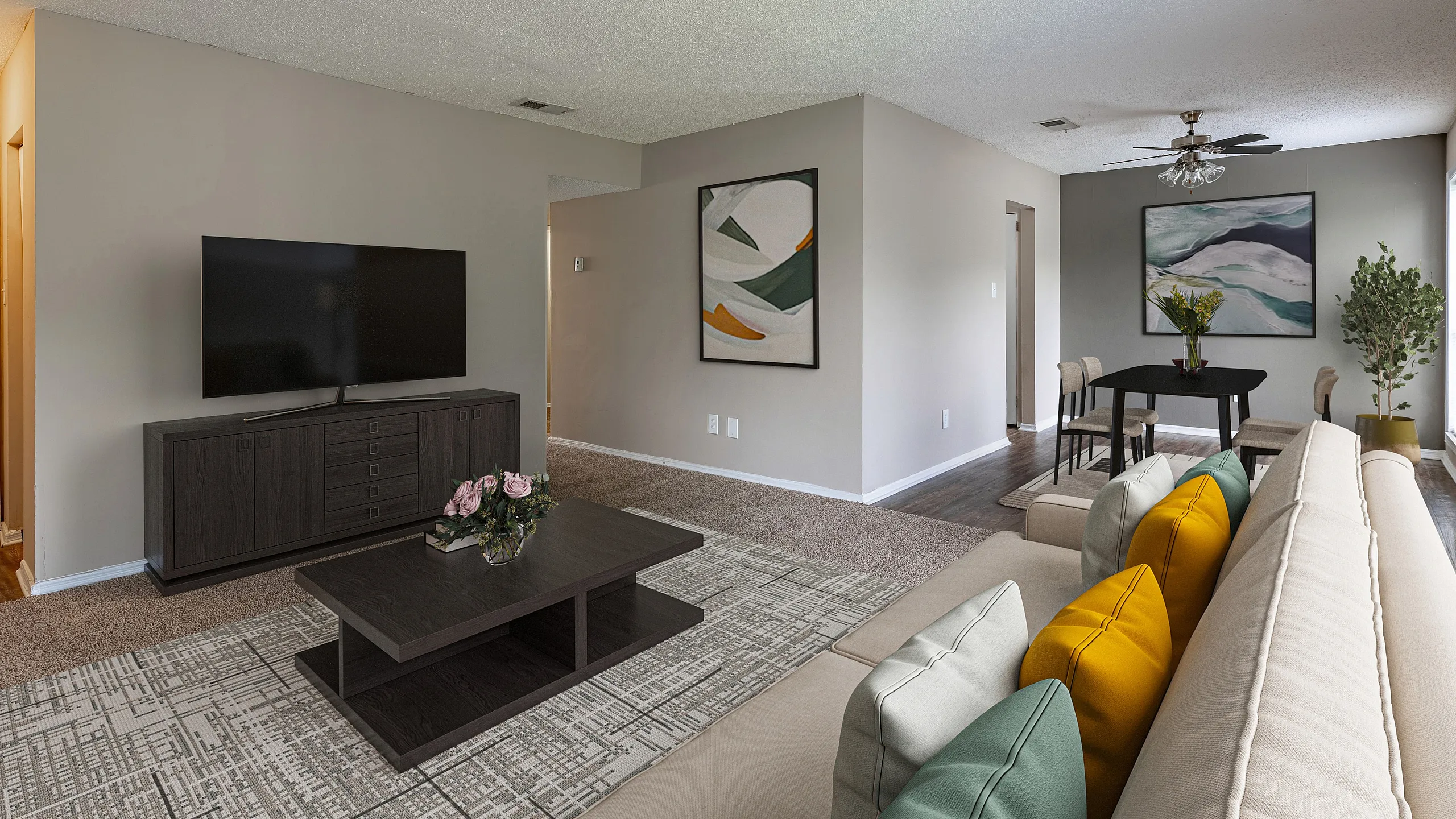 dalton pointe on shadow living room with modern finishes