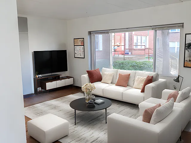 Virtually staged living room. 2 bedroom apartments in madison wi