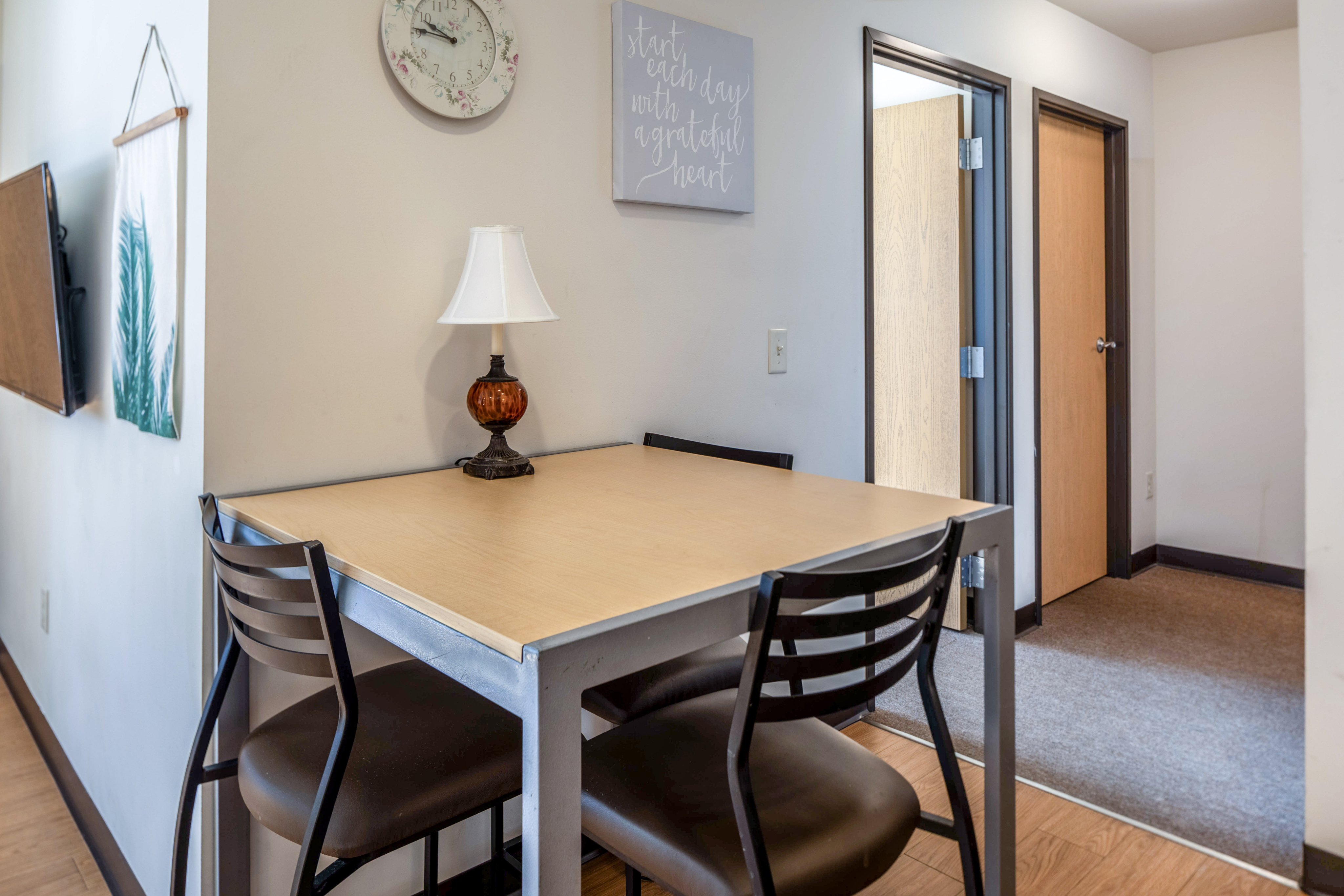 Inviting dining nook in The Pack Pad