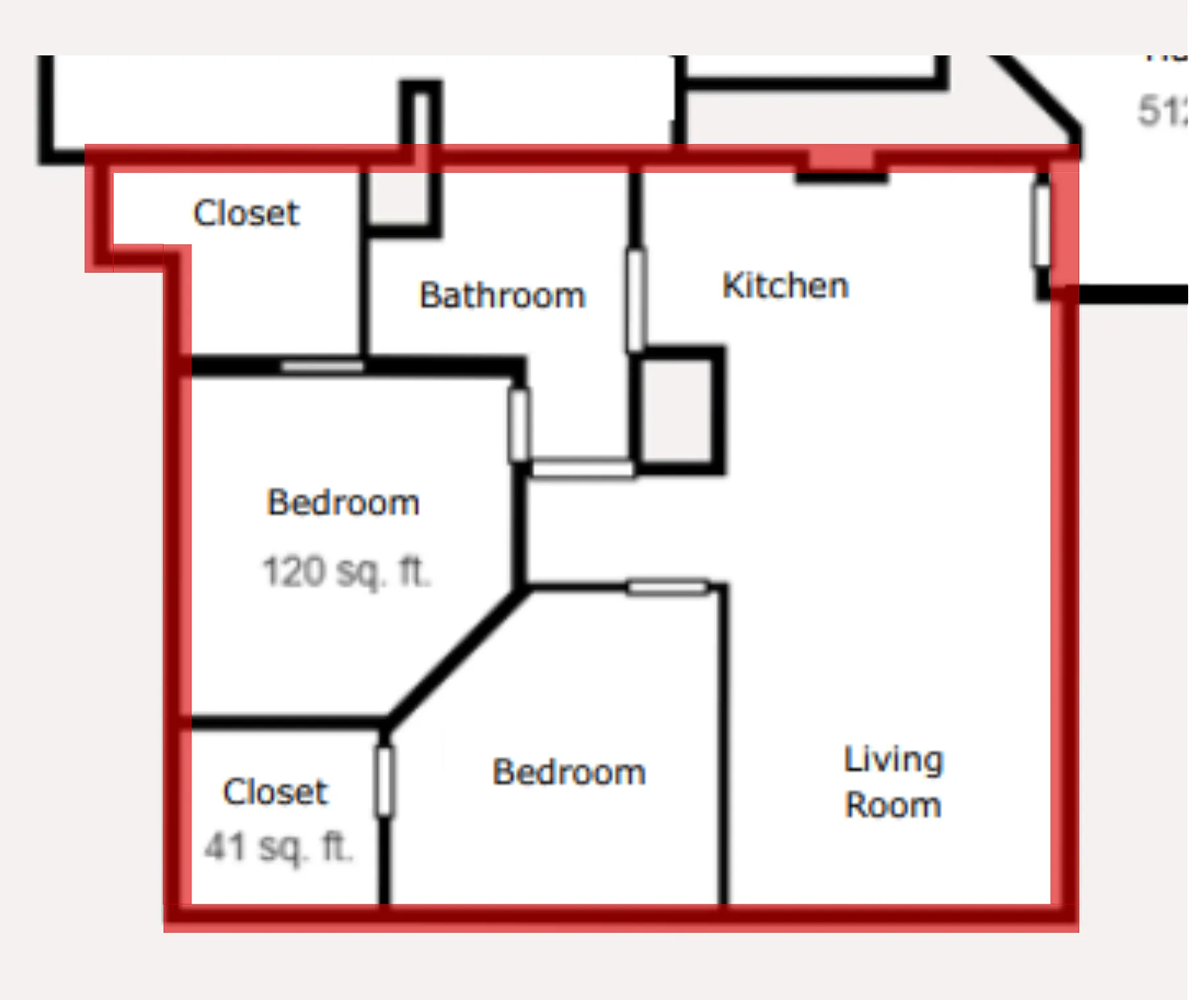 Charming floor plan featuring 2 bedrooms, a modern kitchen, cozy living room, and a well-appointed bathroom.