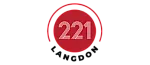 Modern logo for 221 Langdon featuring a bold red circle and stylish typography, representing contemporary living.