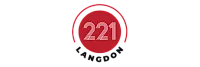 Modern logo for 221 Langdon featuring bold red and white design.