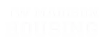 Bold UW Madison Housing text in stylish black and white design.