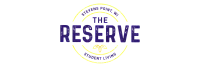 Bold and contemporary logo for The Reserve Student Living in Stevens Point, WI, featuring a stylish circular design with modern typography.