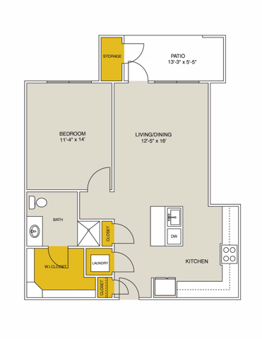 Sunrise 1 Bedroom Floor plan 2D