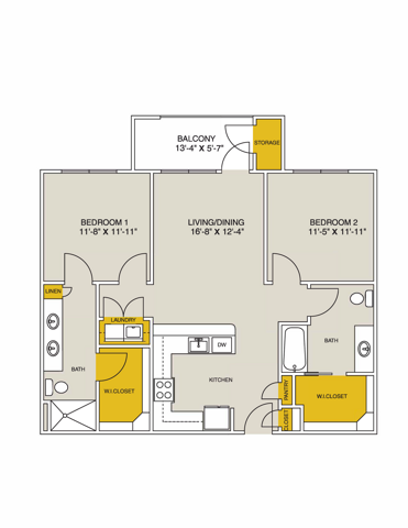 Peralta Accessible 2 Bedrooms Floor plan 2D
