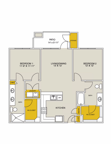 Telegraph 2 Bedrooms Floor plan 2D
