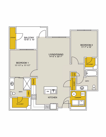 Summit Flat Accessible 2 Bedrooms Floor Plan 2D