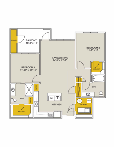 Summit Flat 2 Bedrooms Floor Plan 2D
