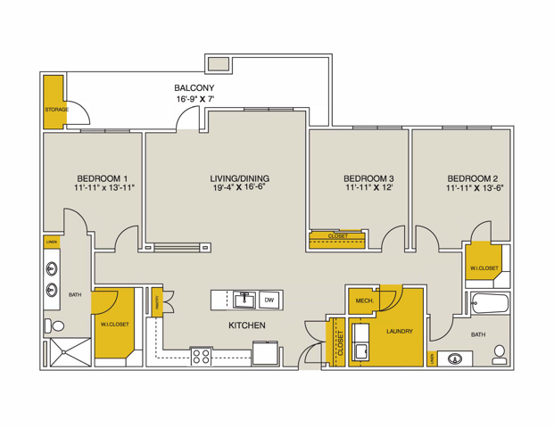 Goldmine Accessible 3 Bedrooms Floor Plan 2D