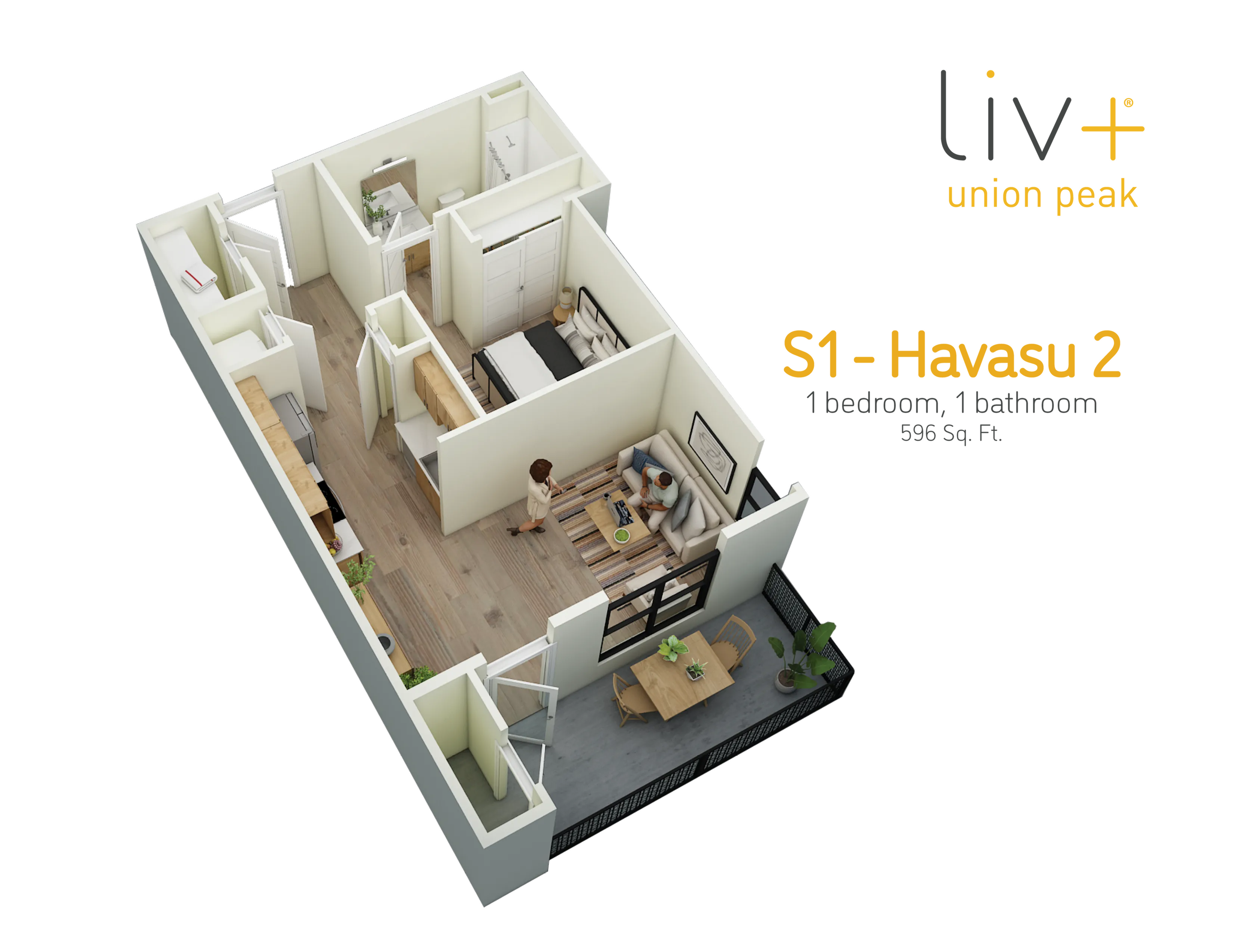 Studio Floor plan 2 for Liv+ Union