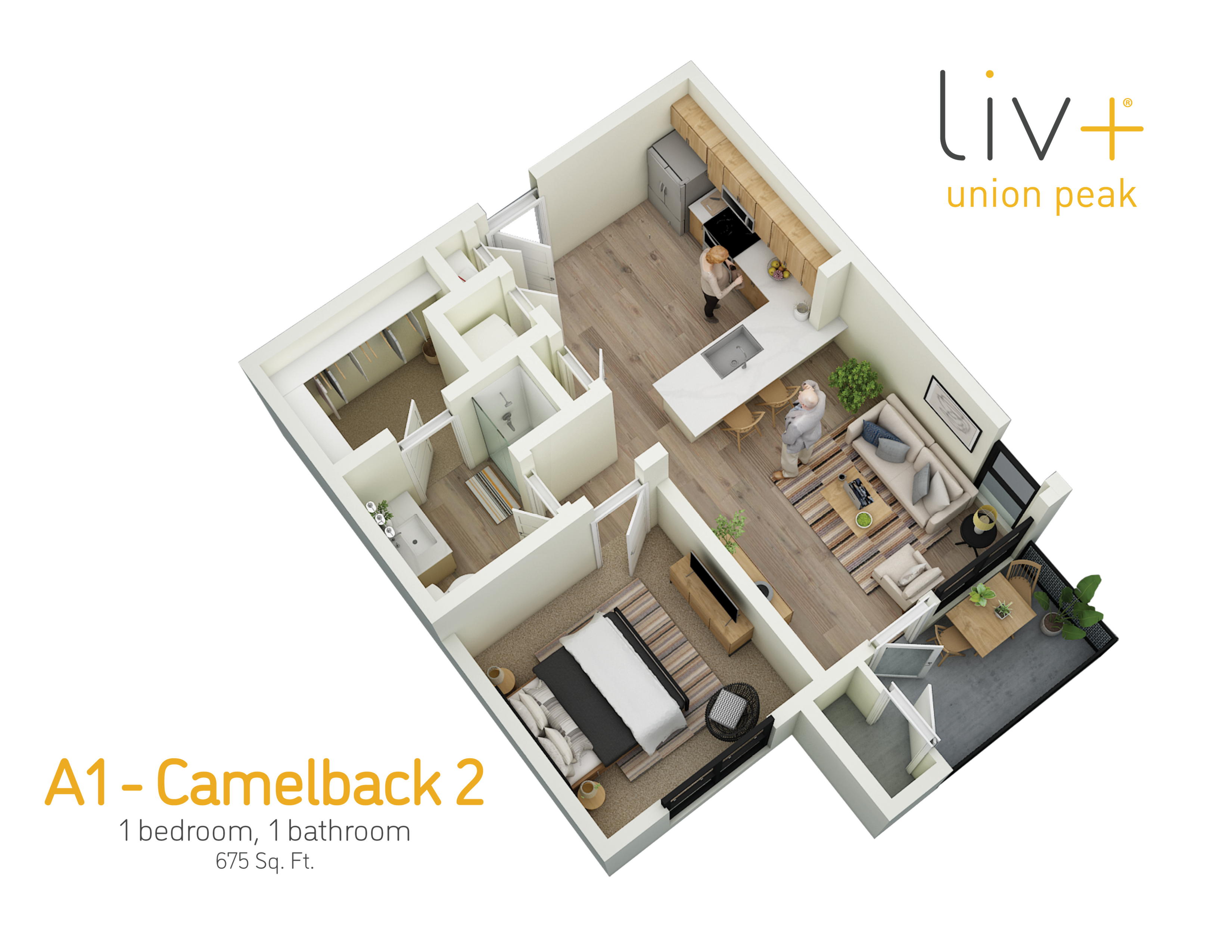 Camelback 1 Bedroom Floor plan 2