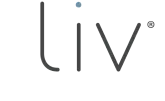 Minimalist logo design featuring the word 'liv' in elegant typography with a small blue dot accent.