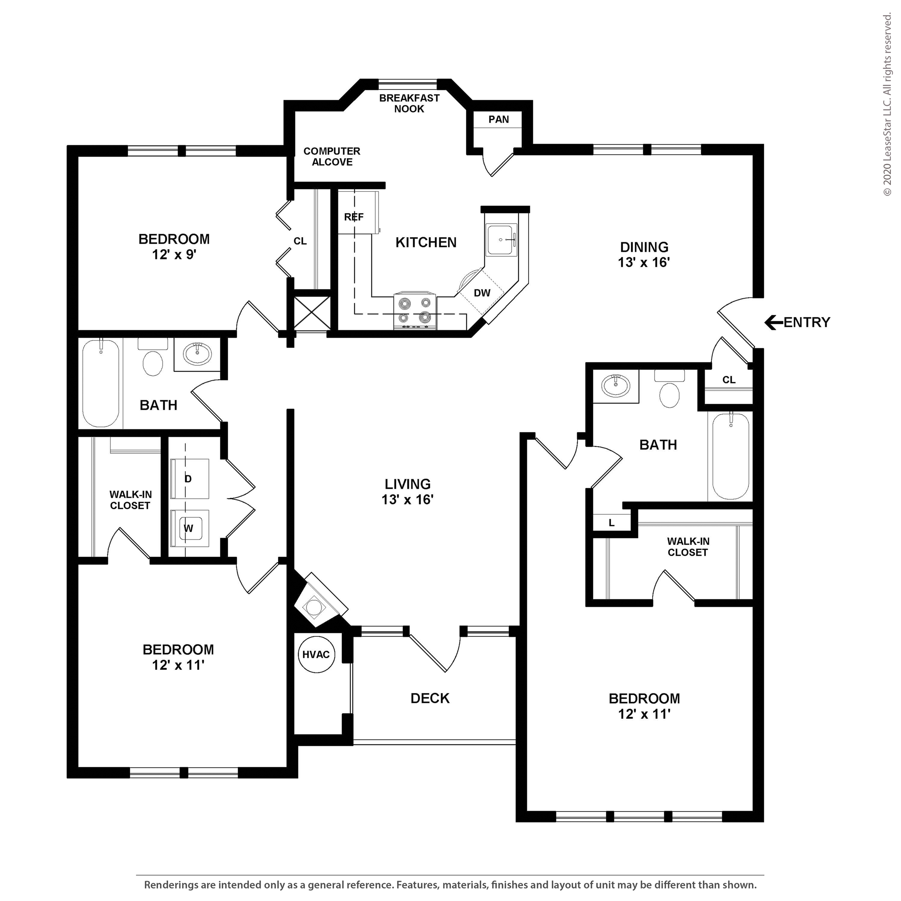 Magnolia | 3 Bed Apartment | Park Place at Van Dorn