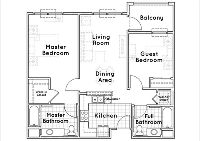 Chaparral floor plan - 910 square feet - 2 bed, 2 bath