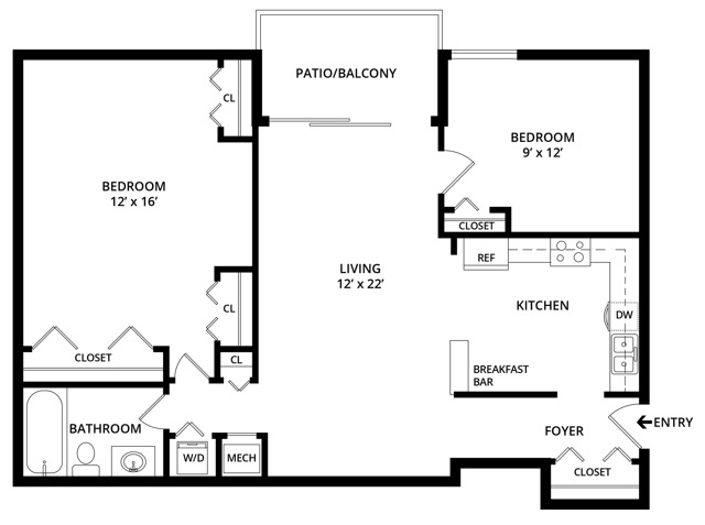 2 bedroom 1 bathroom