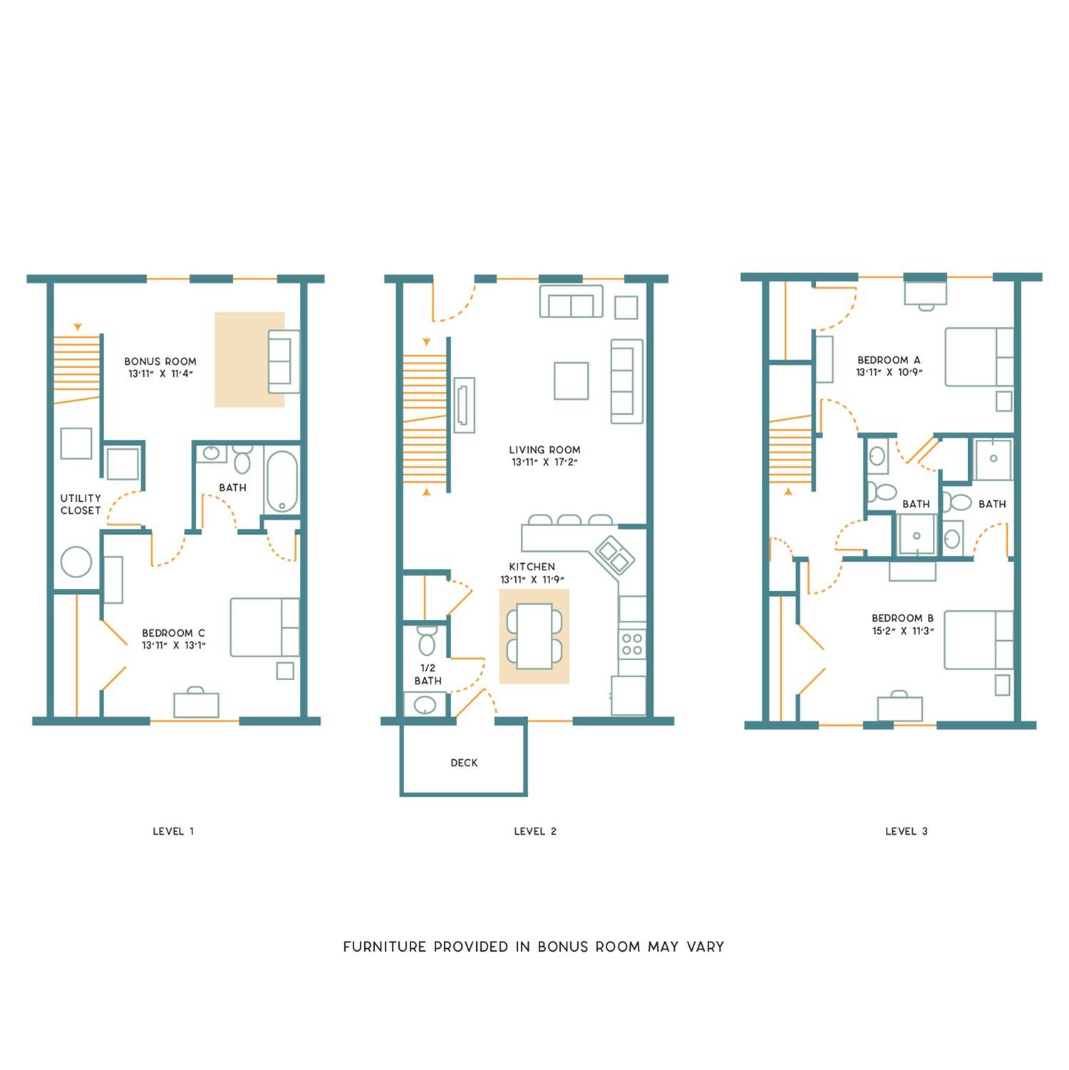3BR/3.5BA - Unfurnished - C