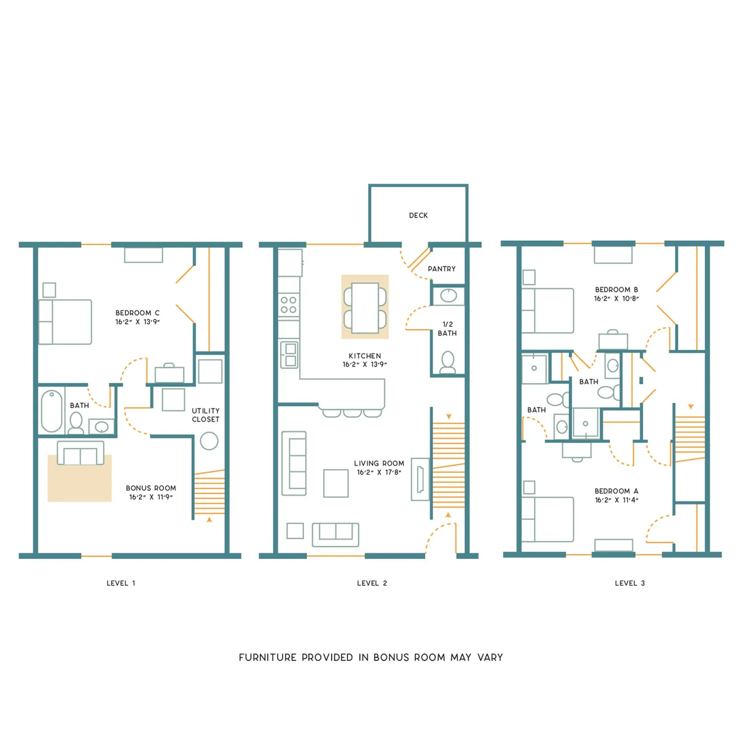 3BR/3.5BA – Standard – Unfurnished
