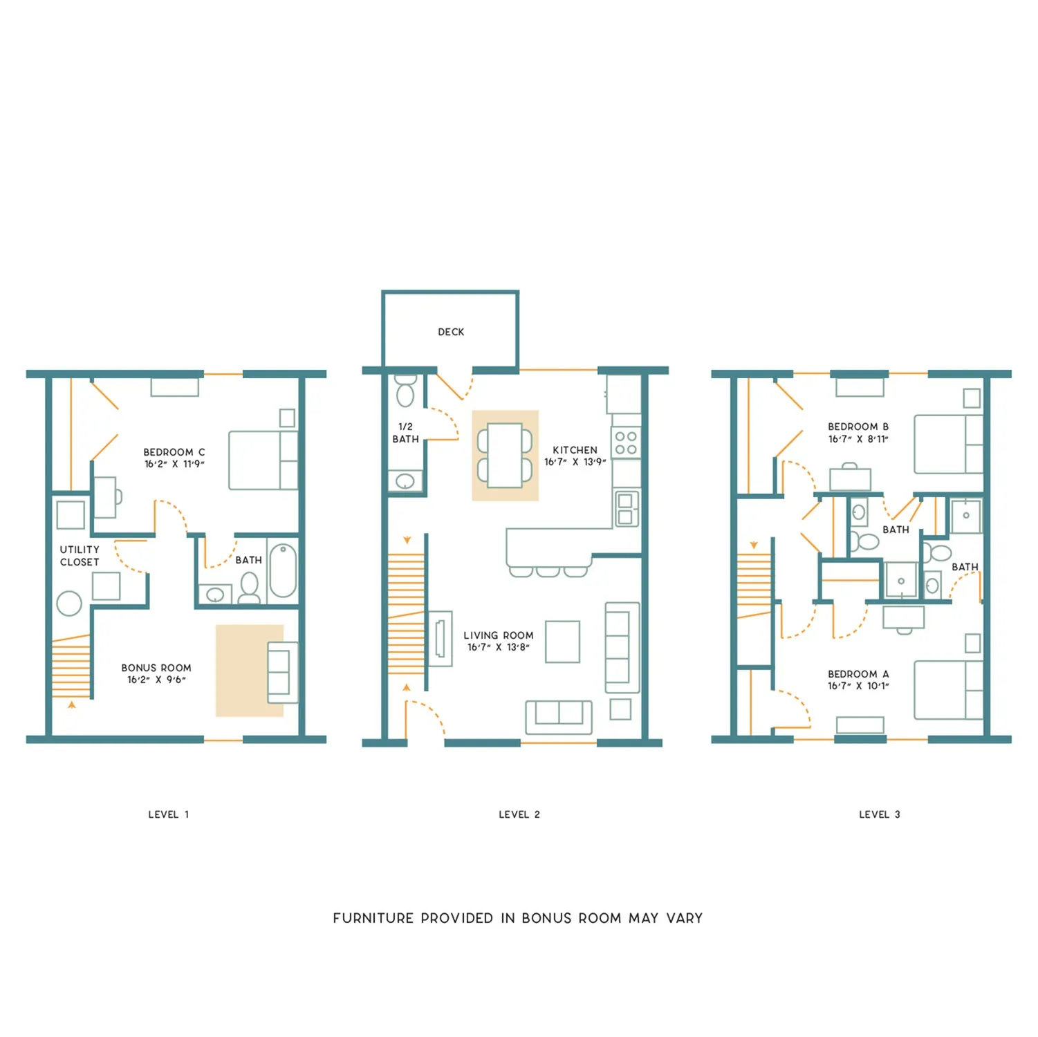 3BR/3.5BA – Large – Unfurnished