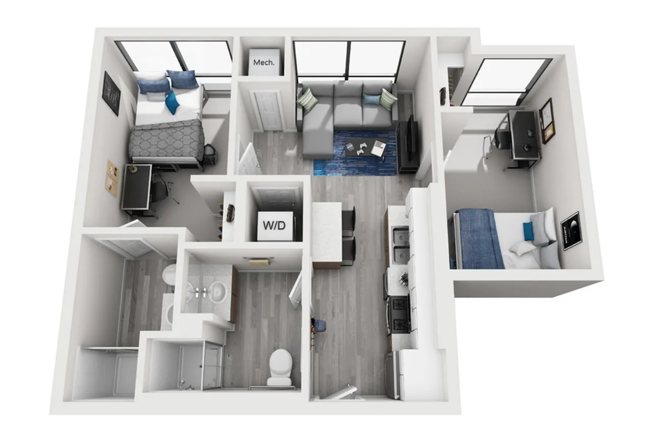 2BR/2 BA - Type 1