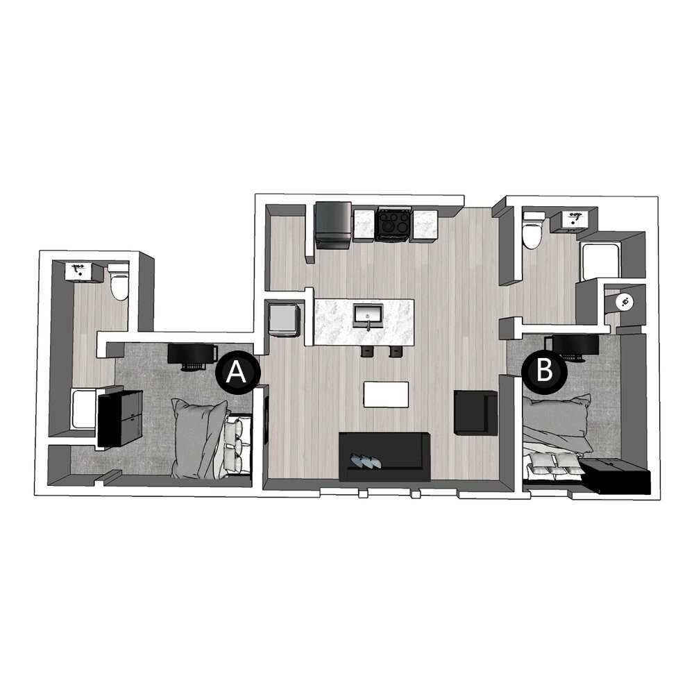 2BR/2BA - Lux South