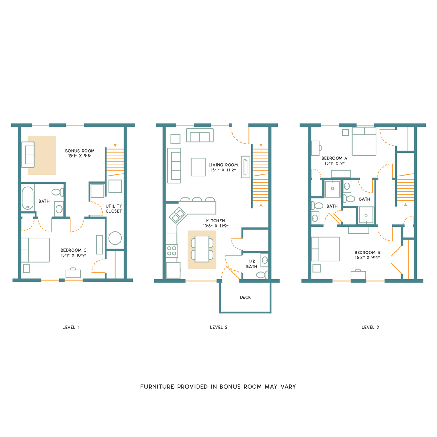 3BR/3.5BA - Unfurnished - B