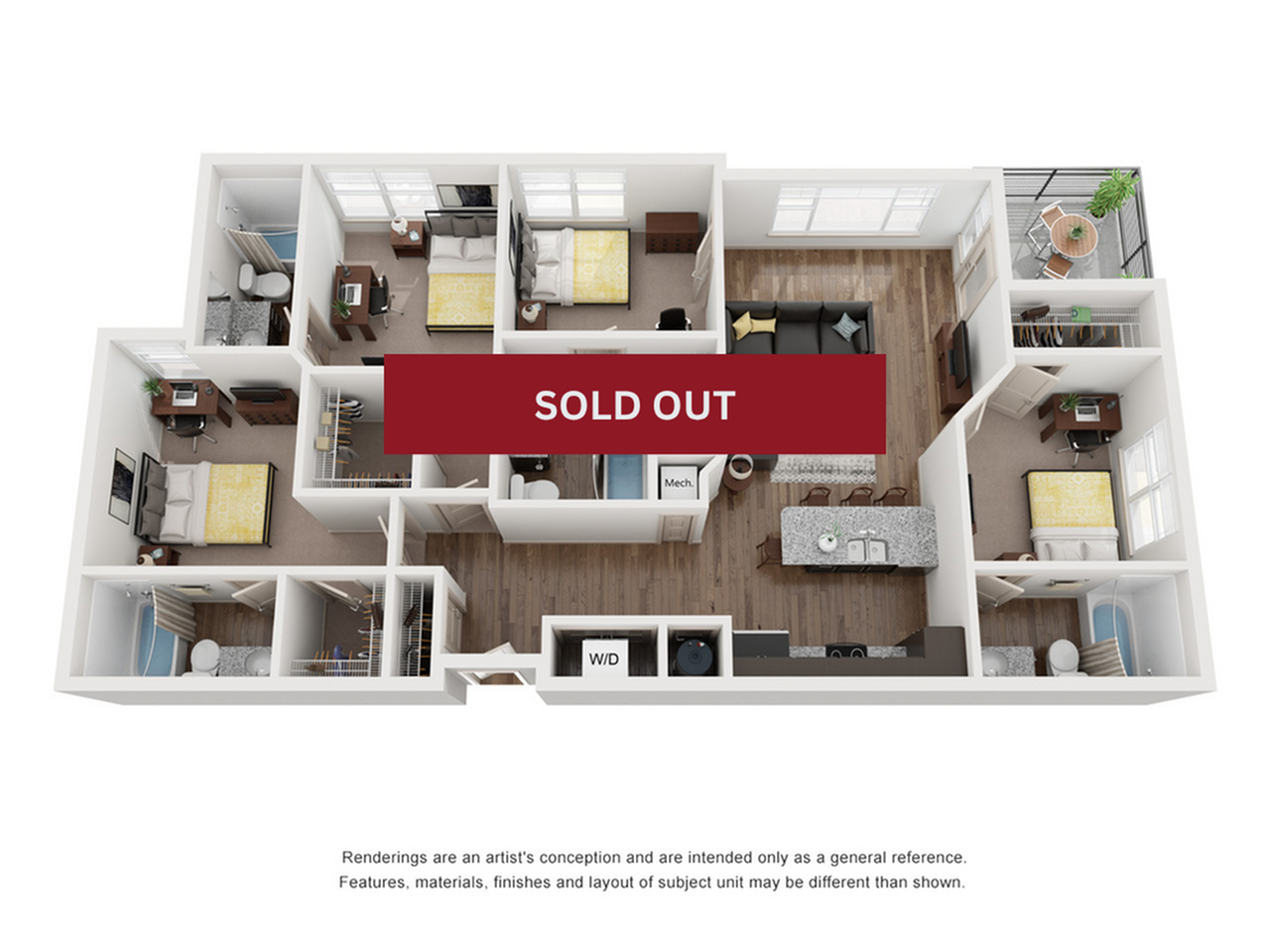 4BR/4BA - Corner 4 Bed  / 4 Bath &mdash; 1,382 sq. ft