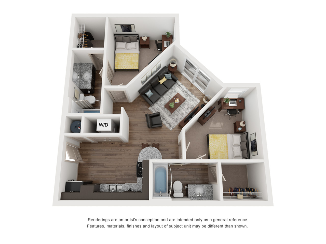2BR/2BA - Corner 2 Bed / 2 Bath &mdash; 825 sq. ft
