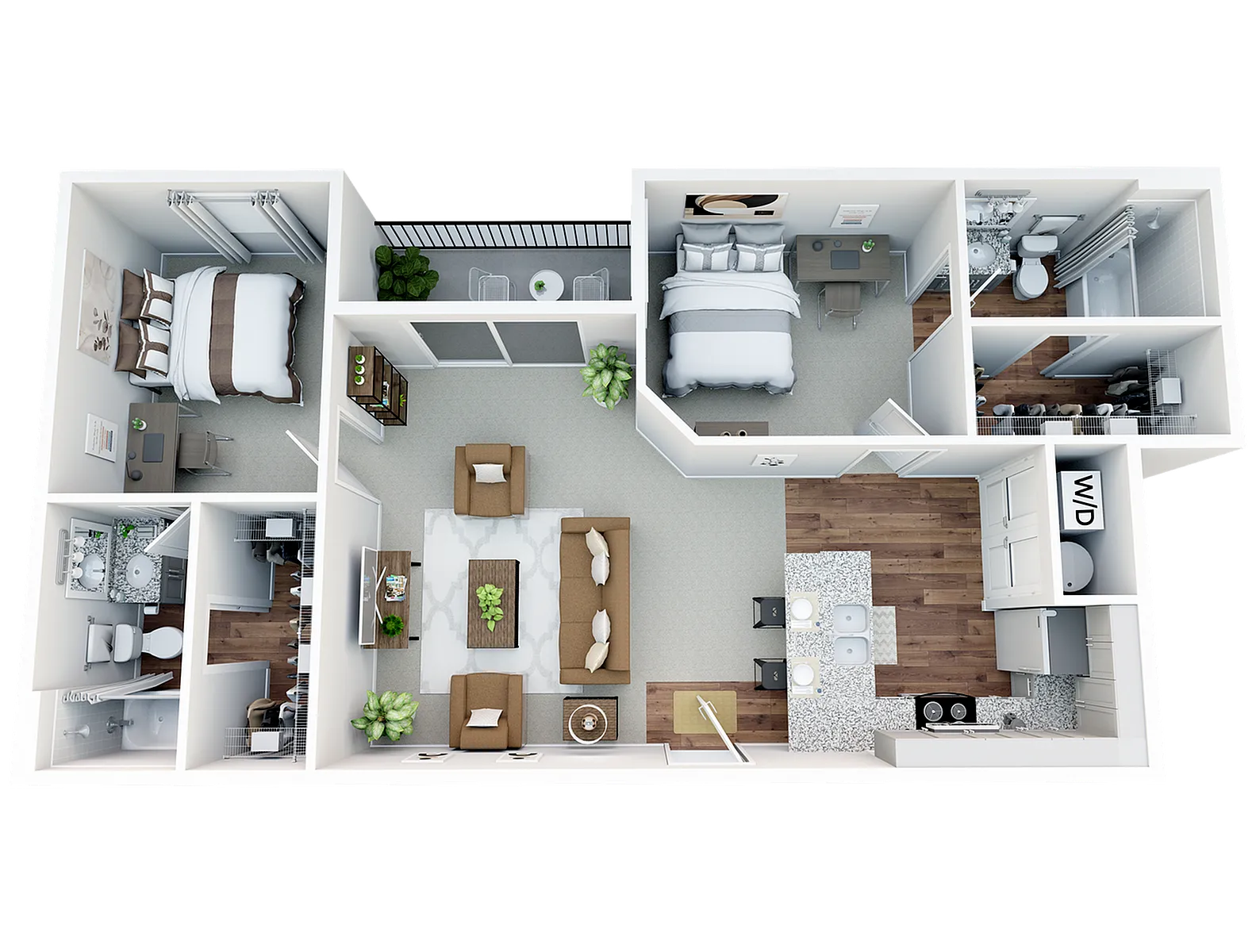 2BR/2BA - 2.1 floor plan