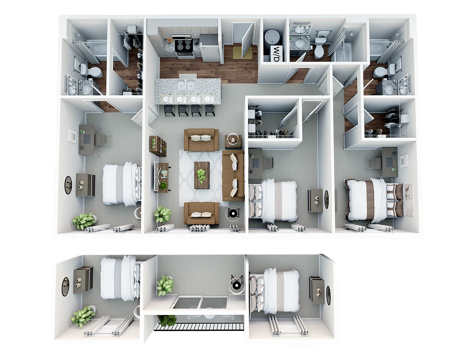 3BR/3BA - 3.1 floor plan