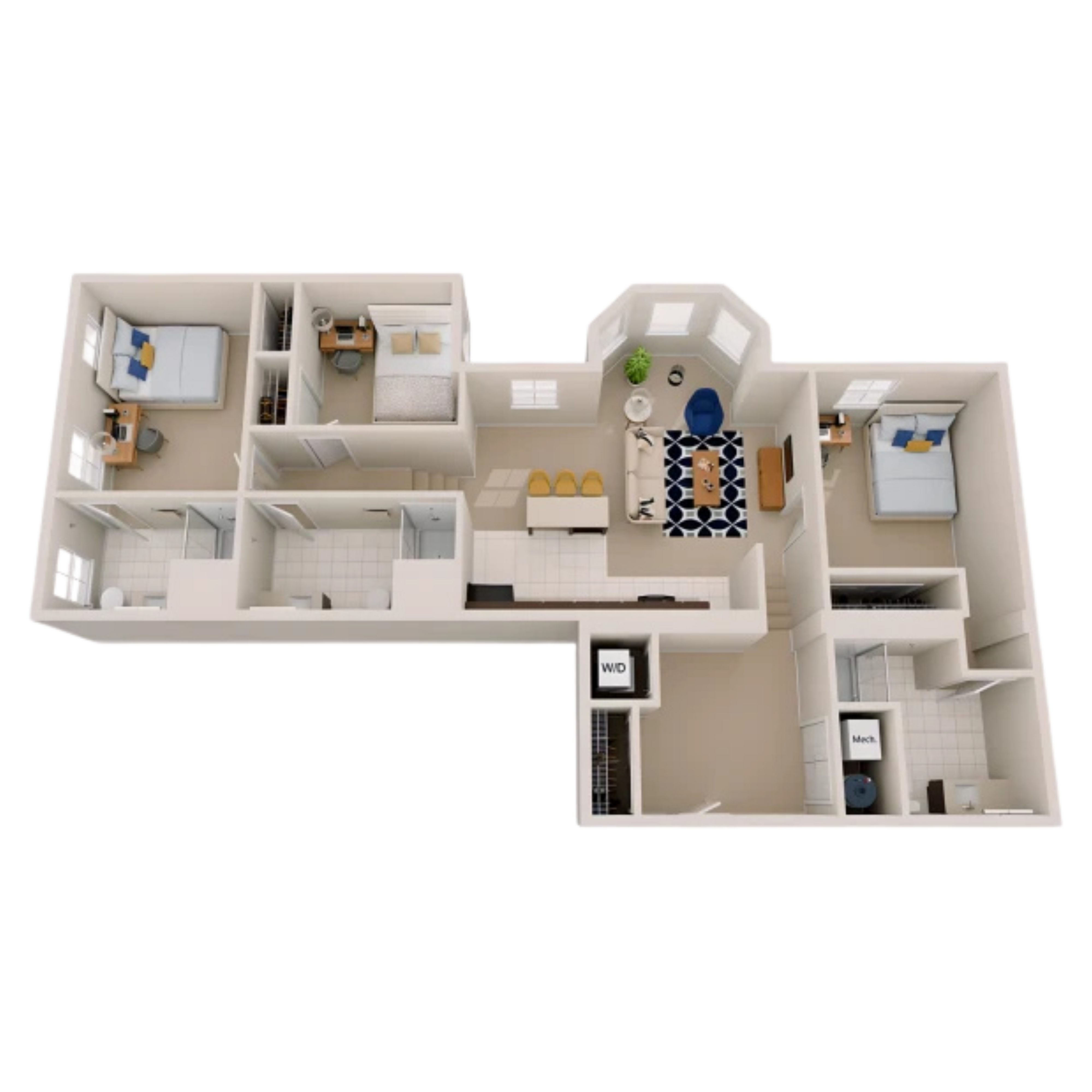 Paloma University City - Three-Bedroom Floor Plan