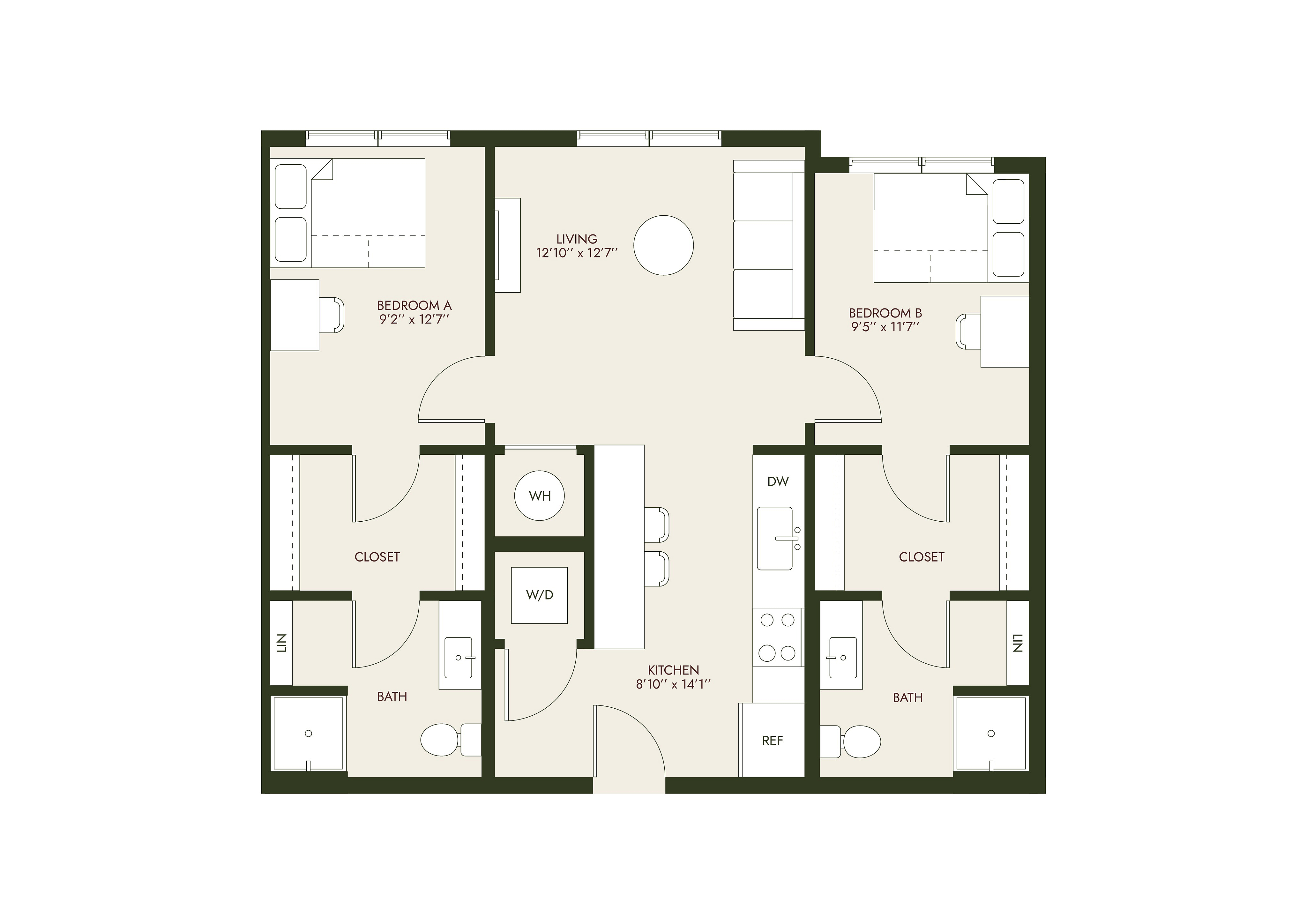 HeyDay Blacksburg - Two-Bedroom Floorplan