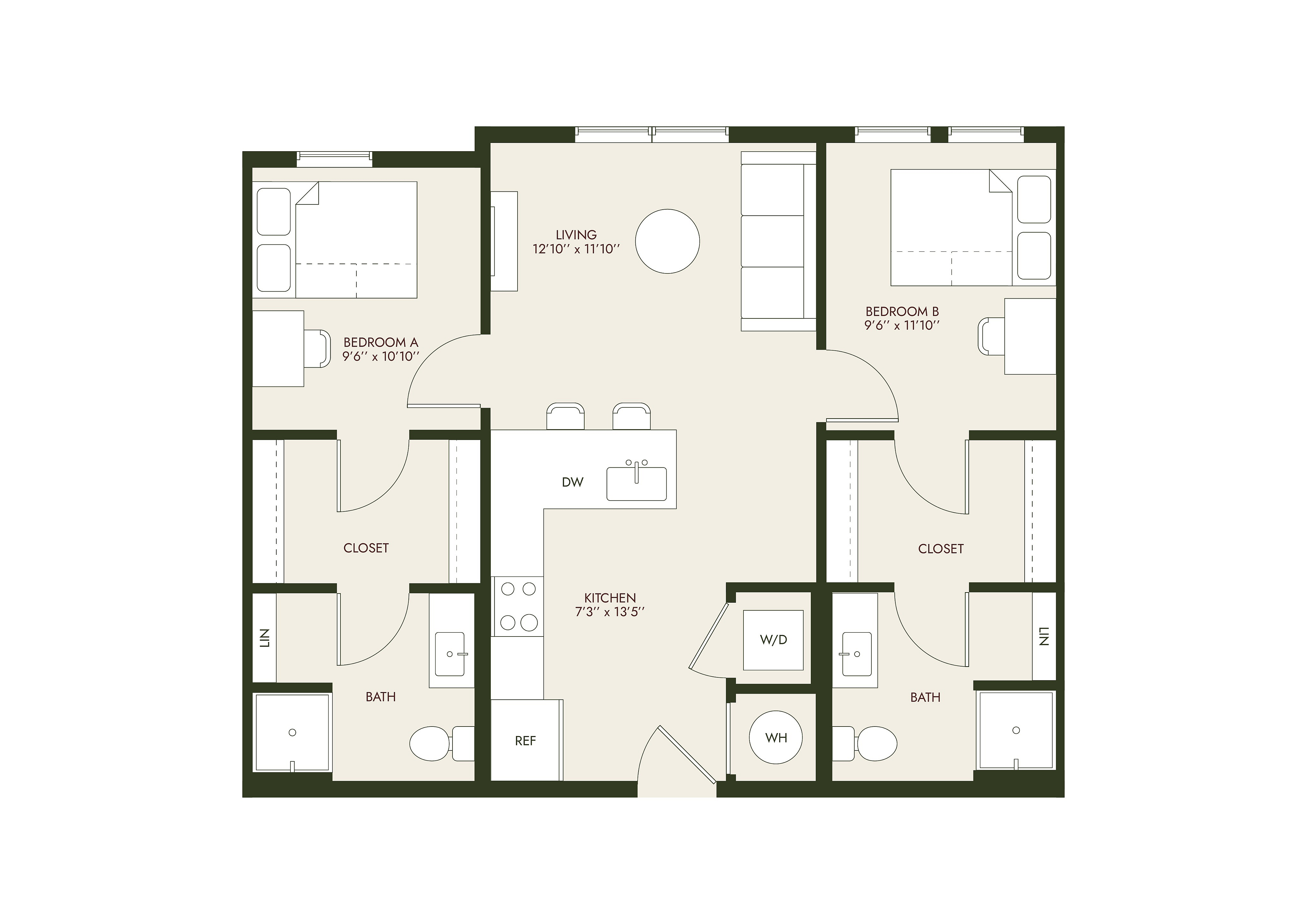 HeyDay Blacksburg - Two-Bedroom Floorplan