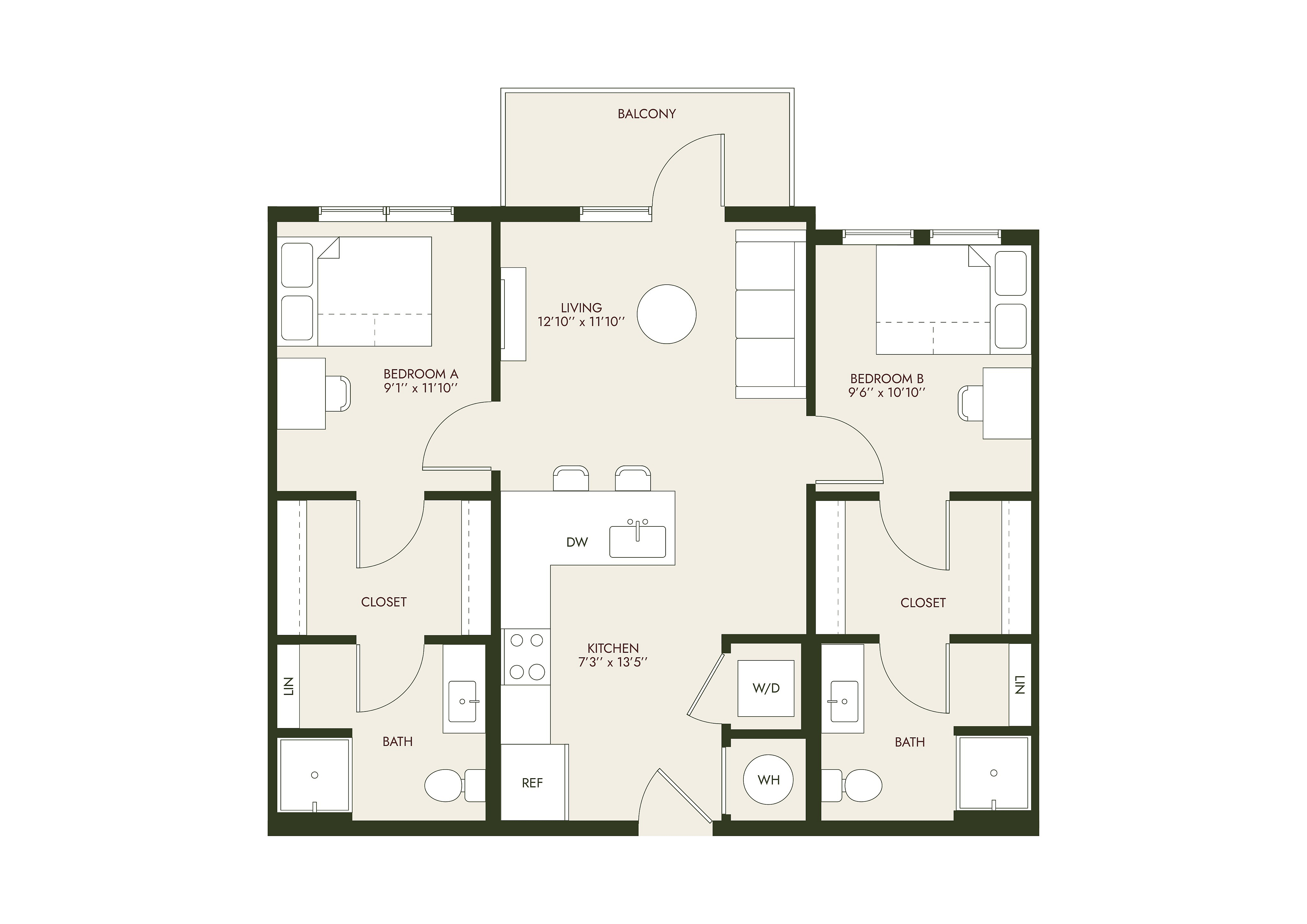 HeyDay Blacksburg - Two-Bedroom Floorplan