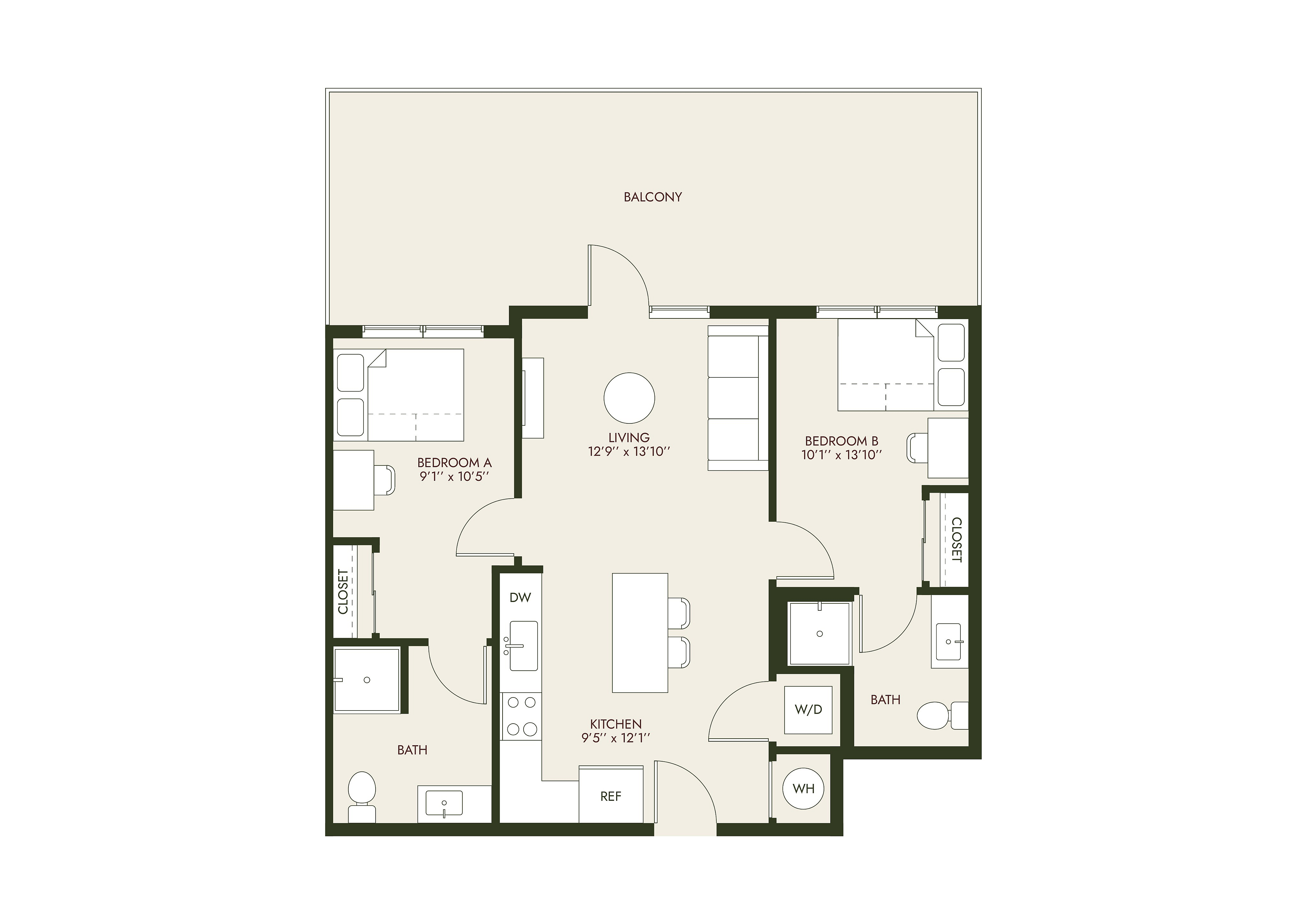 HeyDay Blacksburg - Two-Bedroom Floorplan