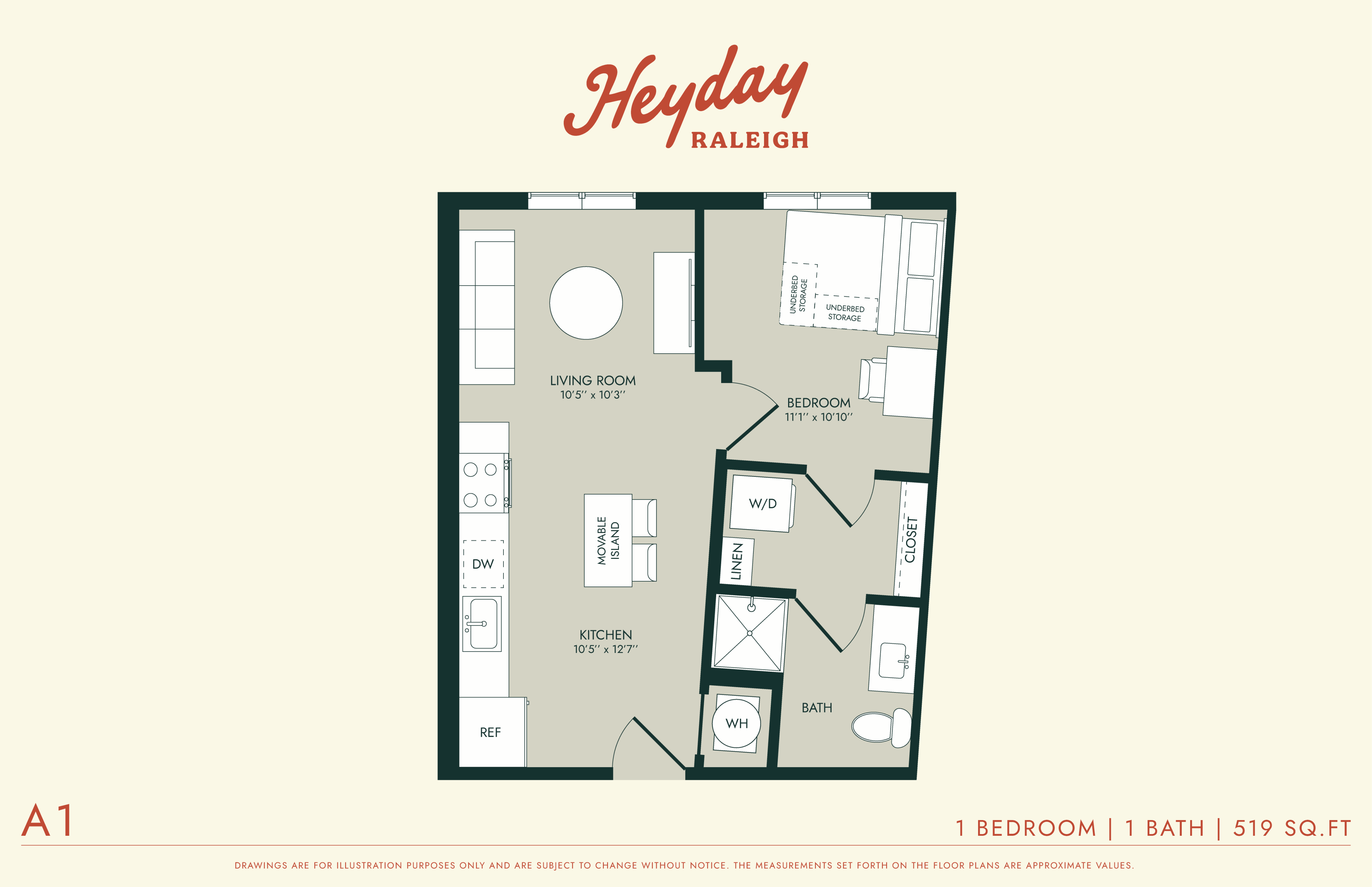 HeyDay Raleigh - A1 Floorplan