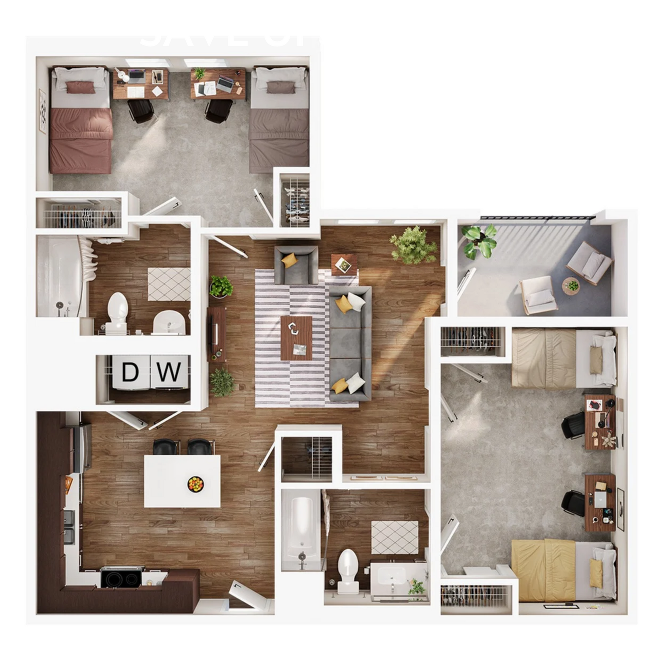 The Degree - Two-Bedroom Floorplan