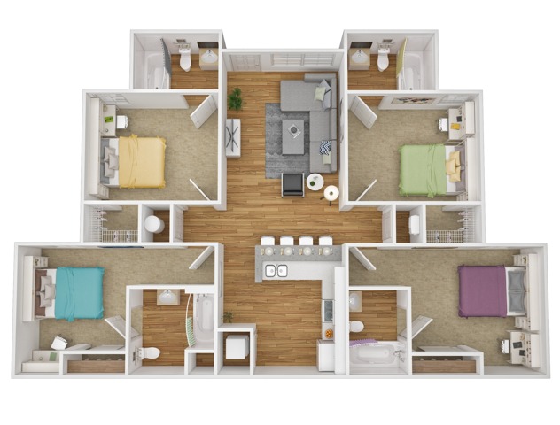 4BR/4BA - Flat LVP floor plan