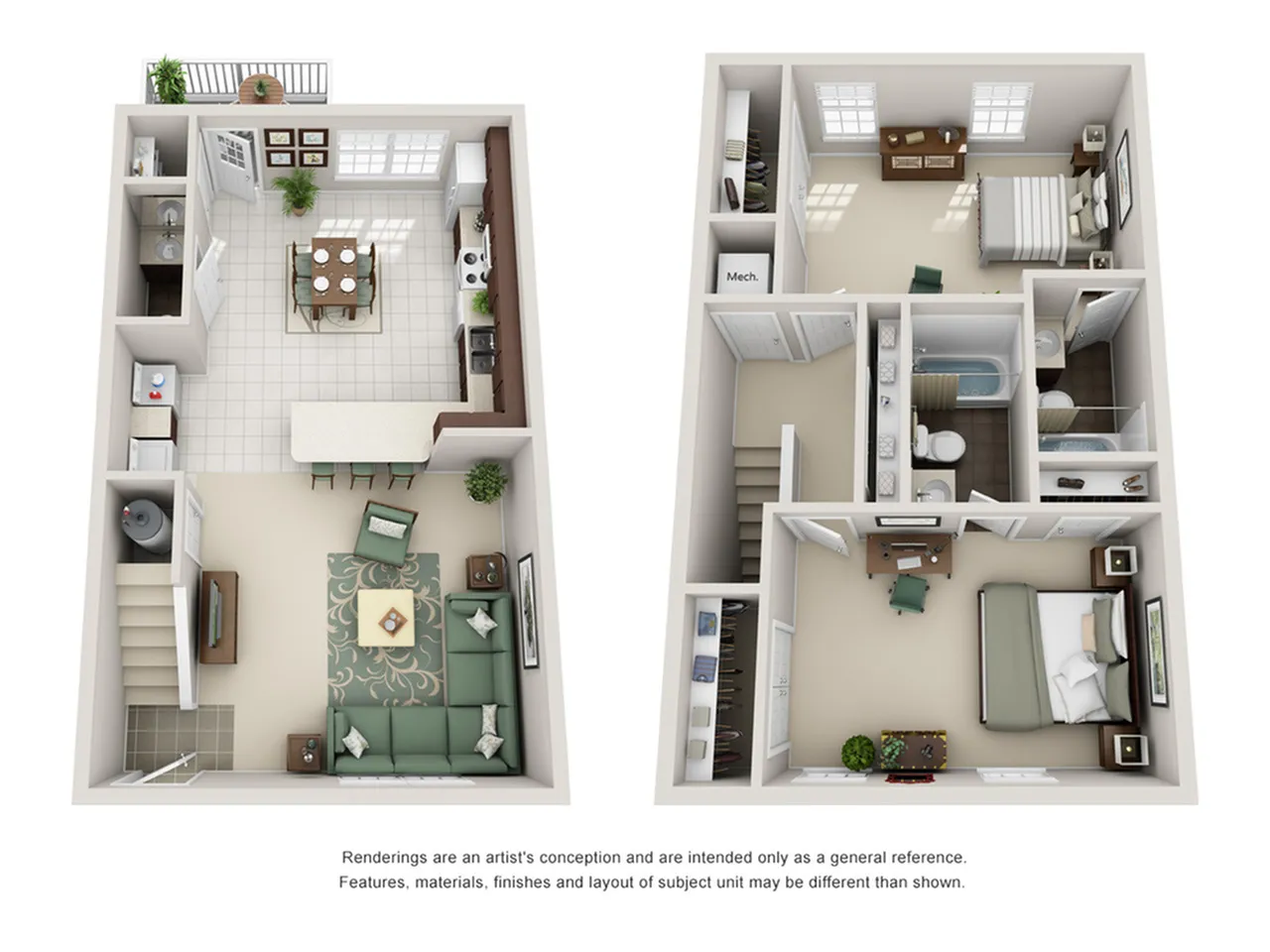 2BR/2.5BA floor plan