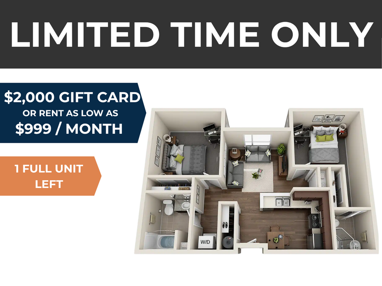 2BR/2BA - Pearl floor plan