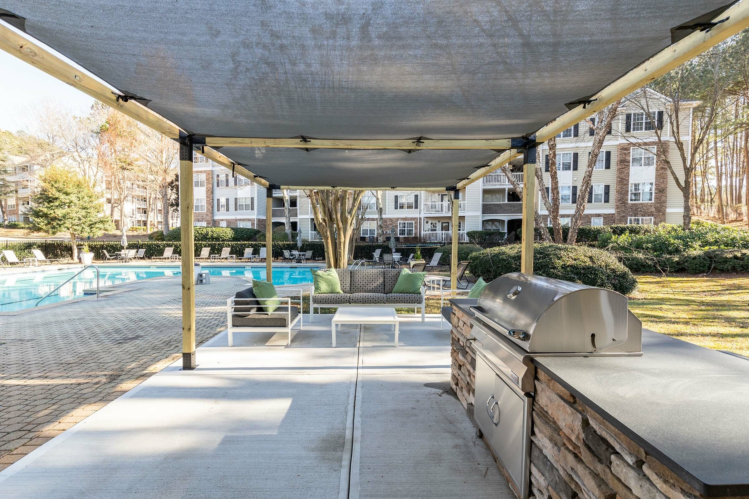 Pool area with grilling station
