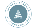Modern logo design showcasing a letter 'A' encircled by text 'Auburn, Alabama at Richland Road' in a stylish, circular emblem.