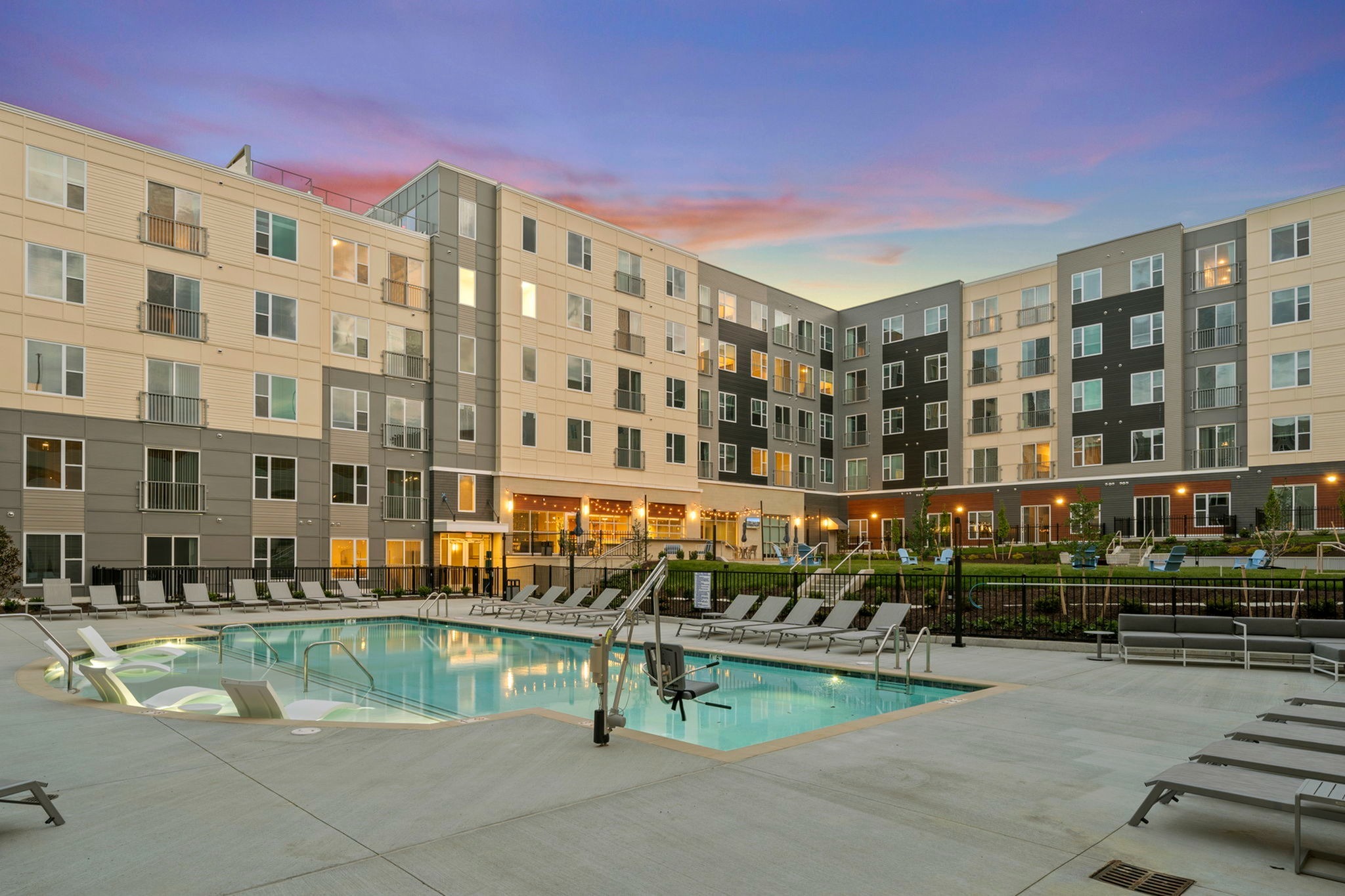 Courtyard at twilight
