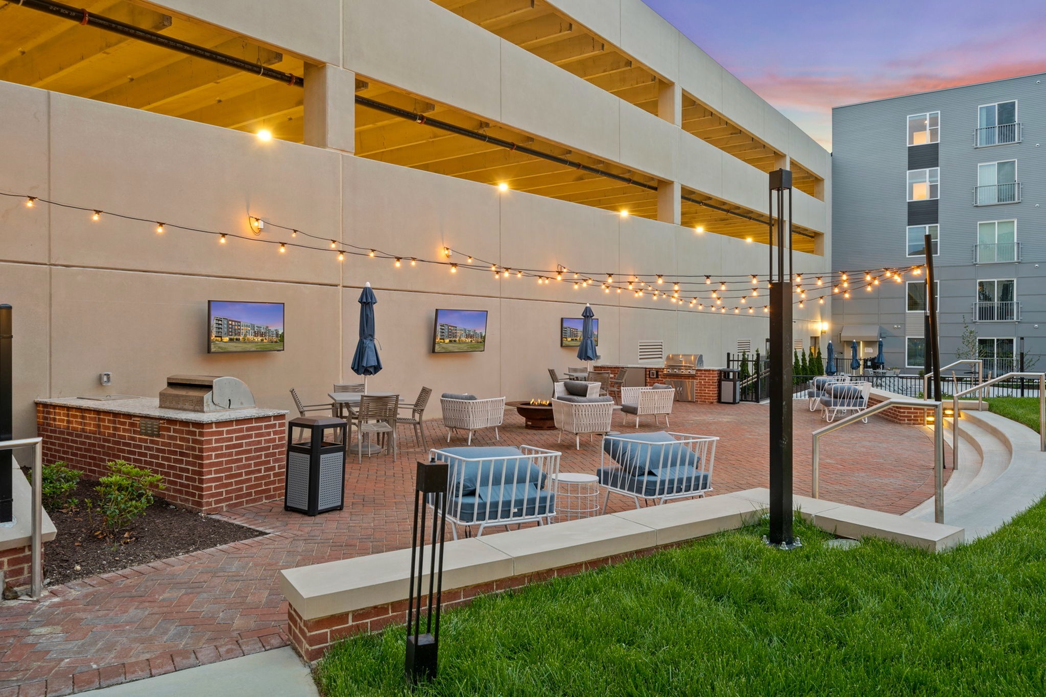 Courtyard at twilight